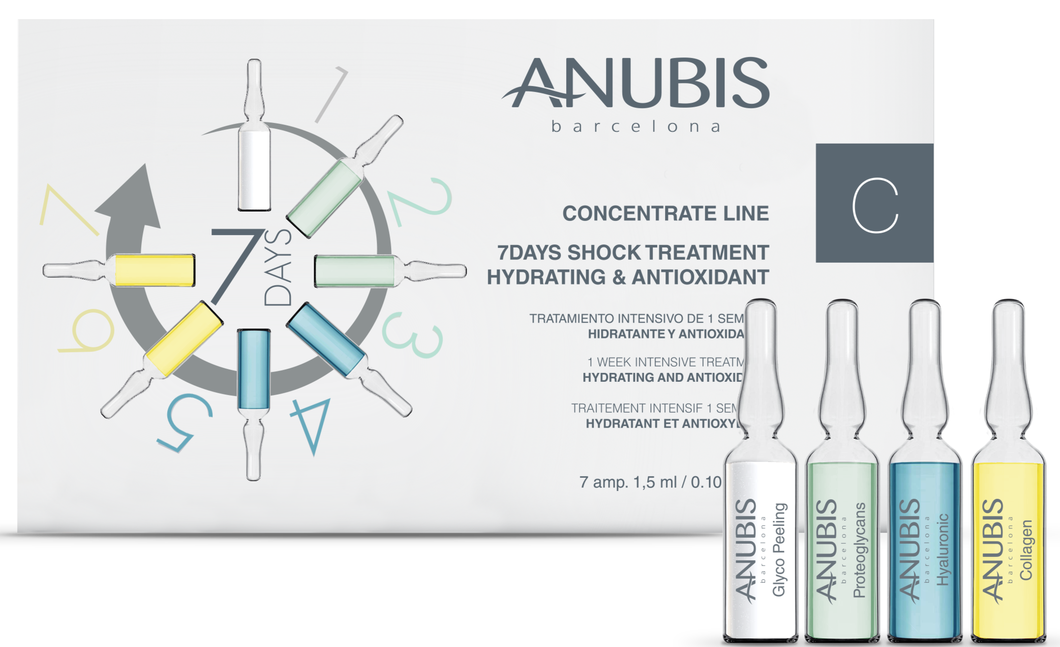 Tratament SOC 7 zile, hidratare intensiva si efect antioxidant - ANUBIS 7 Days Shock 7x1,5ml