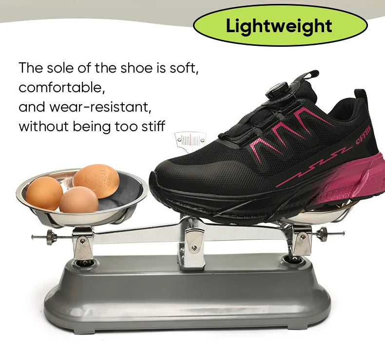 Rotating Buttons Work Safety Shoes For Women Men Steel Toe Shoes Puncture-Proof Women Work Sneakers Lightweight Protective Shoes