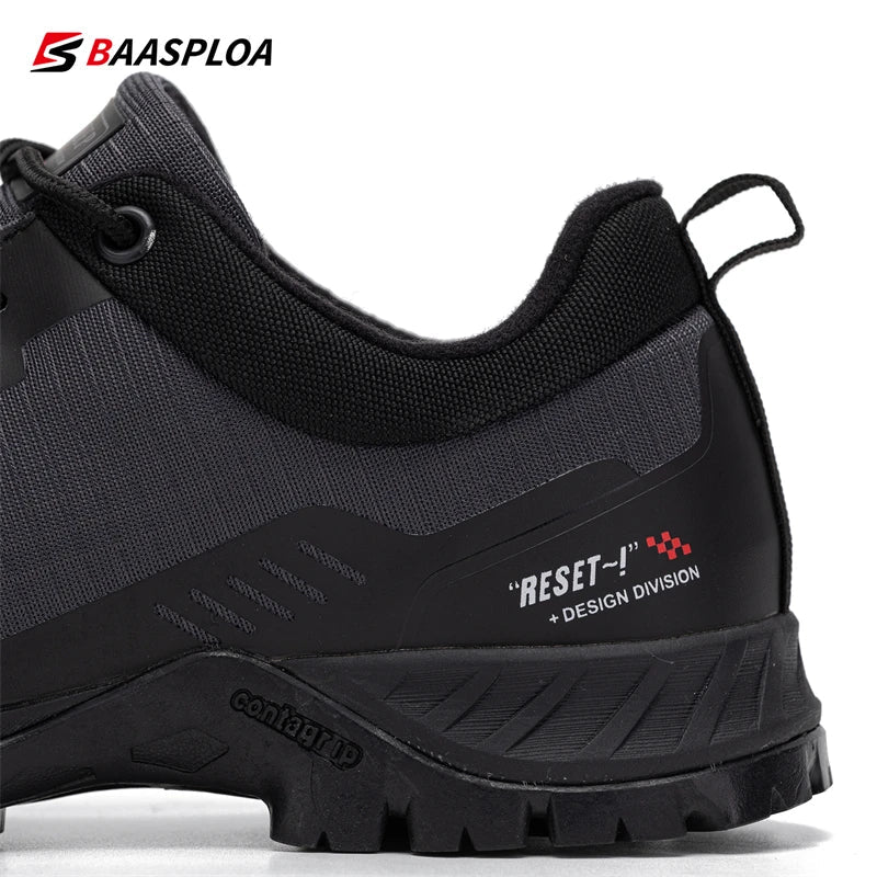 Baasploa Men's Anti-Skid and Wear-Resistant Hiking Travel Shoes Fashion Waterproof Outdoor Sneaker Comfortable Male Sport Shoes