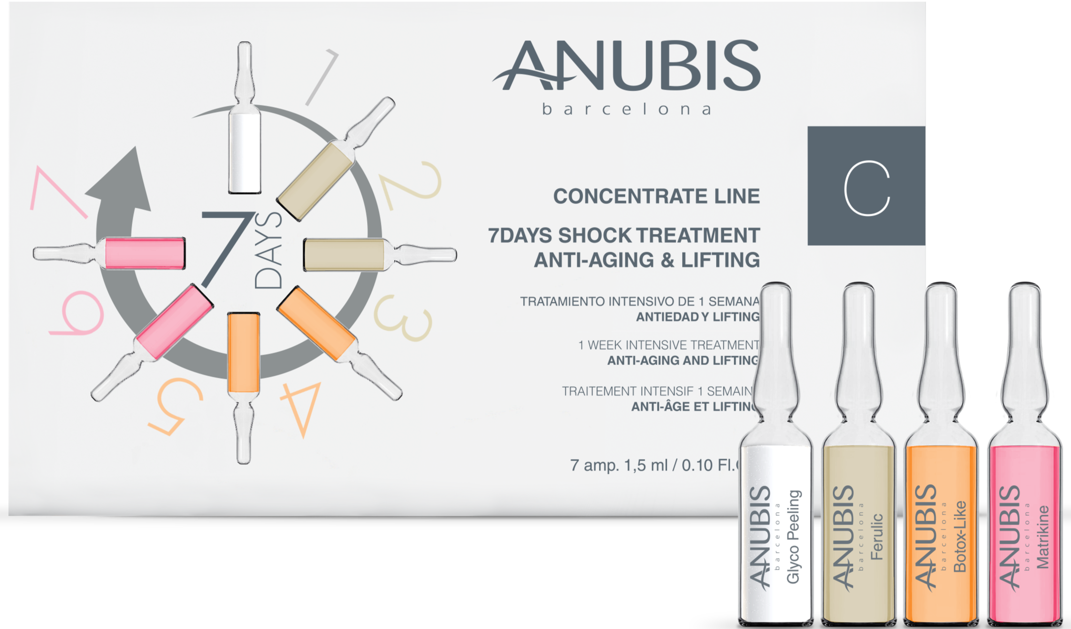 Tratament SOC 7 zile, efect lifting si anti-imbatranire - ANUBIS 7 Days Shock Treatment 7x1,5ml