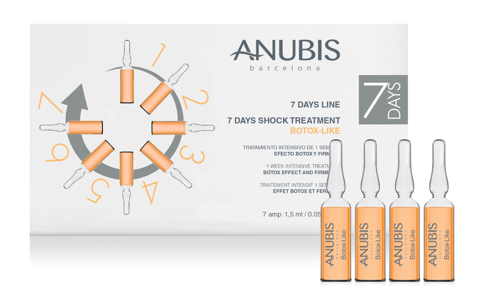 Tratament SOC 7 zile, cu efect de Botox - ANUBIS 7 Days Shock Treatment Botox-like 7 fiole x 1,5 ml