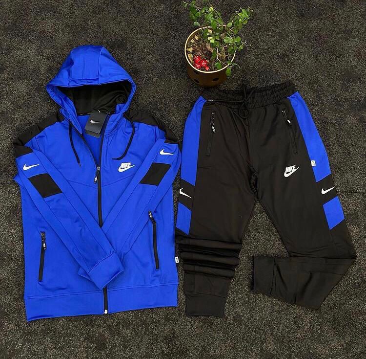 Set Trening Nike Albastru & Negru – Hanorac cu Glugă + Pantaloni
