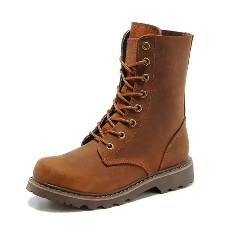 2023 New Outdoors Men Western Boots Vintage Cowboy Boots Male Lightweight Comfort Knight Boots Autumn Winter Shoes Large Size