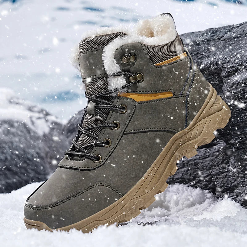 Male Boots Outdoor Non-Slip Hiking Boots Thickened Velvet Snow Boots Winter Boots Men Waterproof Snow Shoes For Man Good Quality