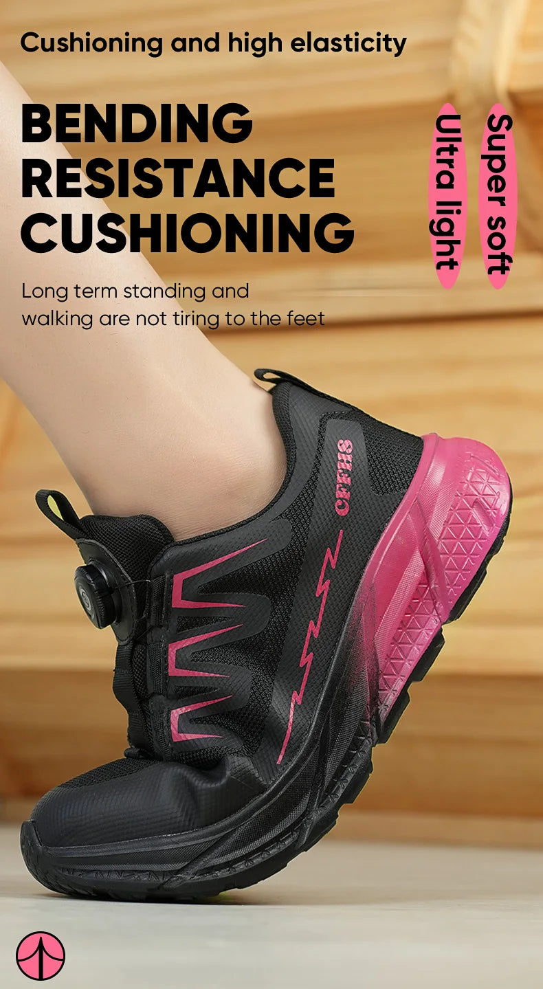 Rotating Buttons Work Safety Shoes For Women Men Steel Toe Shoes Puncture-Proof Women Work Sneakers Lightweight Protective Shoes